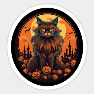 Somali Cat Halloween, Cat Lover Sticker